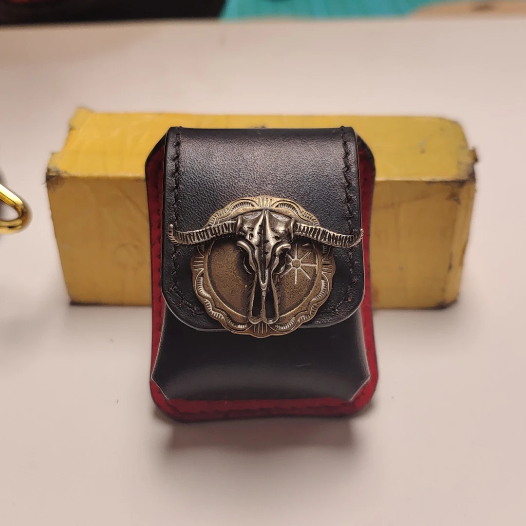 头层牛皮火机包，时尚大气