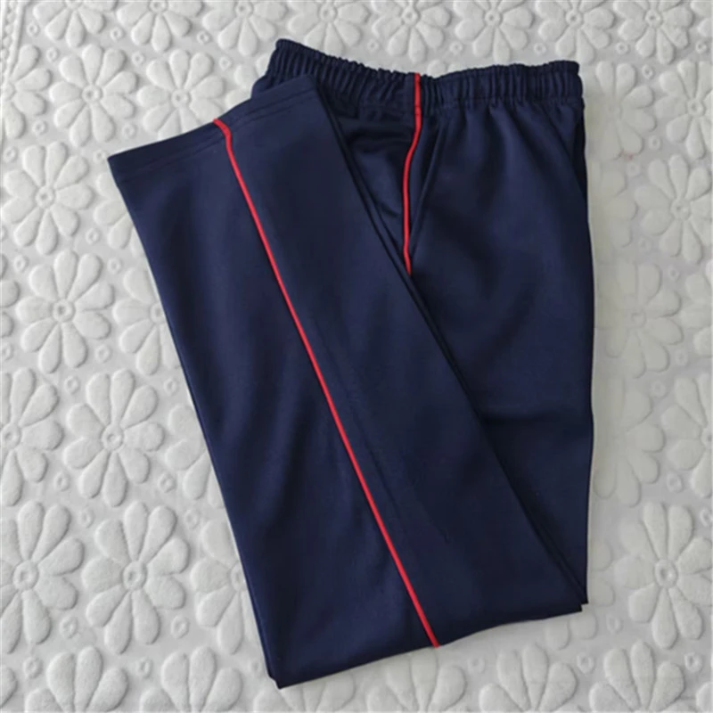 秋冬校服裤子一道杠细红边藏蓝色初高中大码校裤一条杠小学生校裤