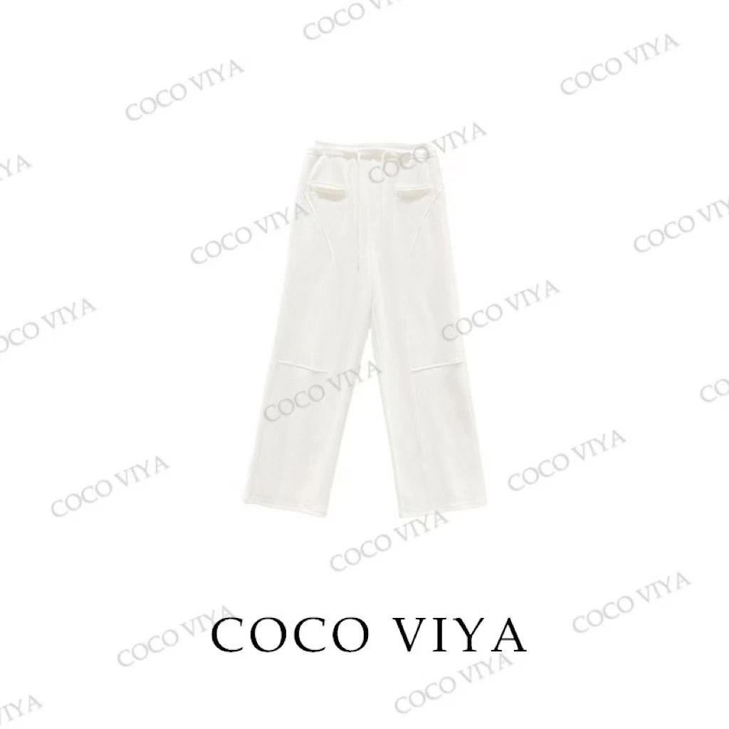 【DD】2024 COCOVIYA 春夏纯色宽松高腰时尚阔腿裤休闲裤【24Q-074】