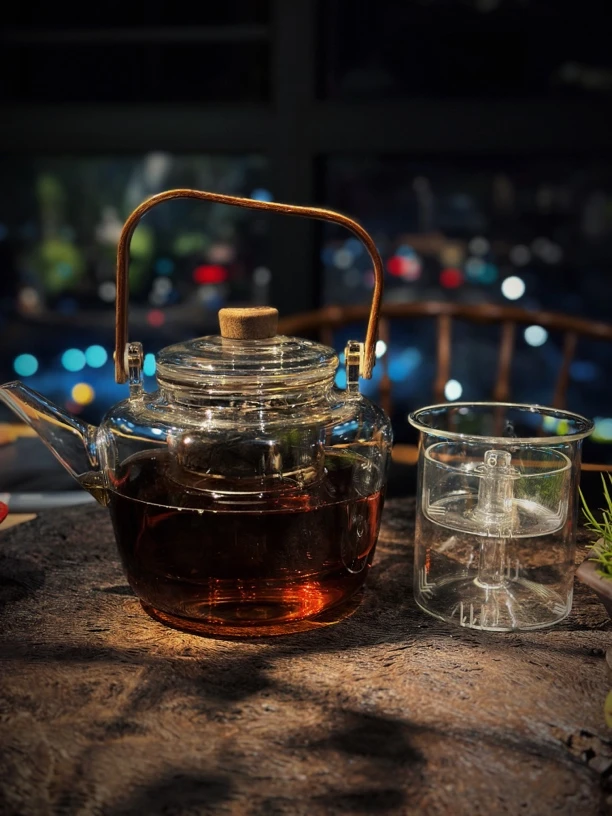 日式耐高温手工高硼硅玻璃壶煮茶玻璃壶可明火碳火煮水提梁壶