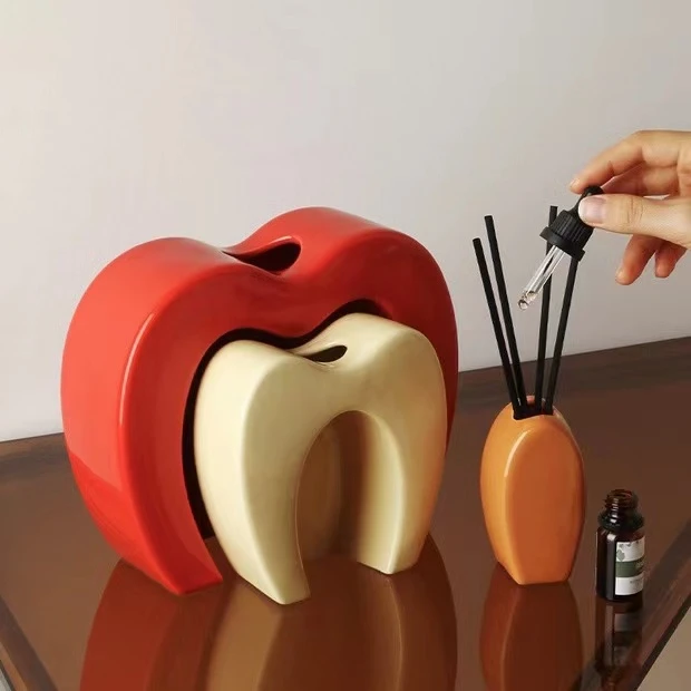 【小阿阮】组合陶瓷「苹果」花瓶插花家居玄关电视柜软装饰品摆件