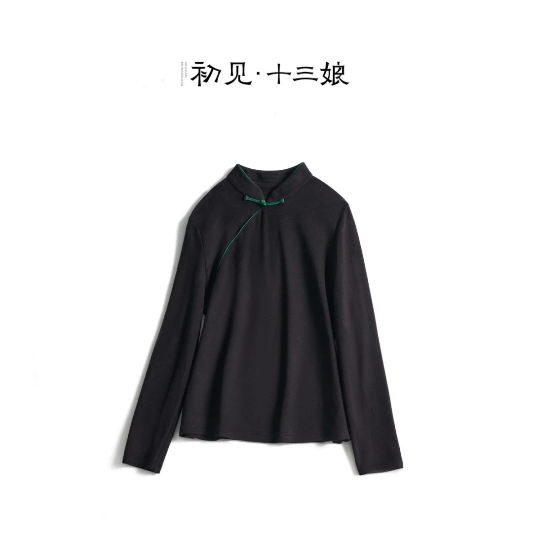 初见十三娘『御寒』新中式国风打底衫上衣百搭立领端庄大气显气质