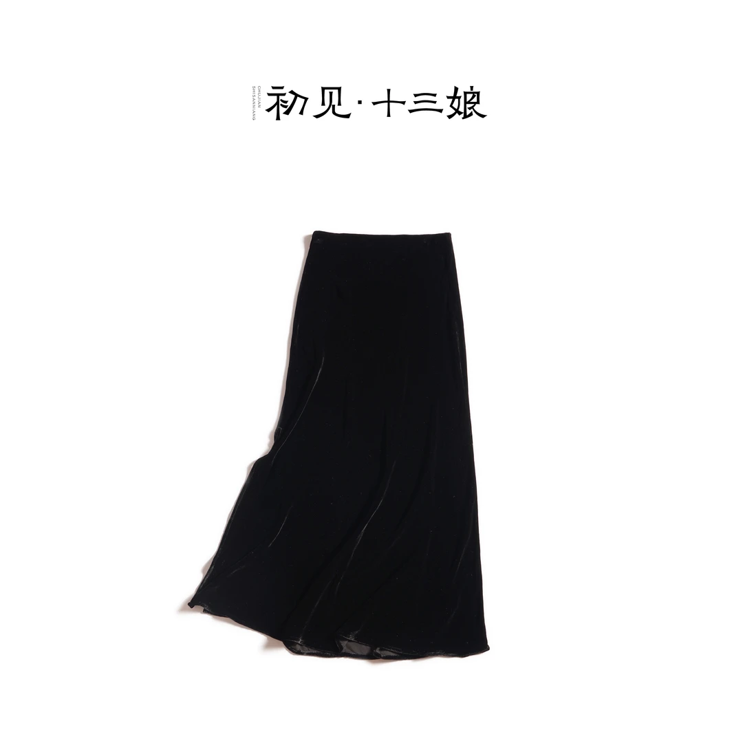 初见十三娘『戎礼』中式国风重磅真丝丝绒气质复古女装鱼尾汉服裙