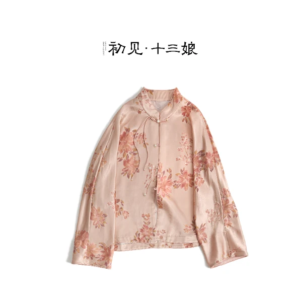 初见十三娘『樱洛』新中式国风桑蚕丝汉服外套 夏季圆领减龄穿搭款