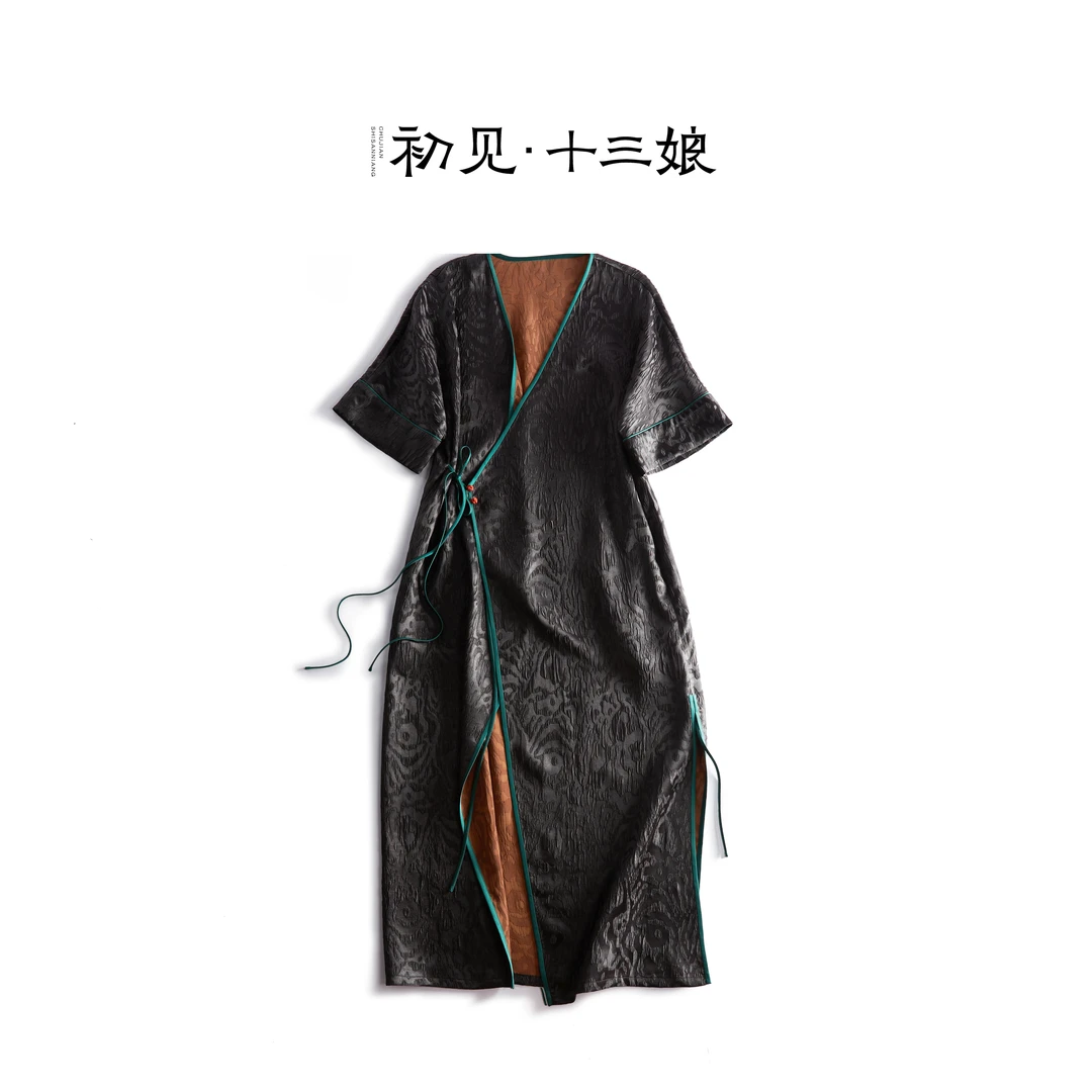 初见十三娘『迟墨』复古中式国风香云纱显瘦长款百搭风衣外套重磅