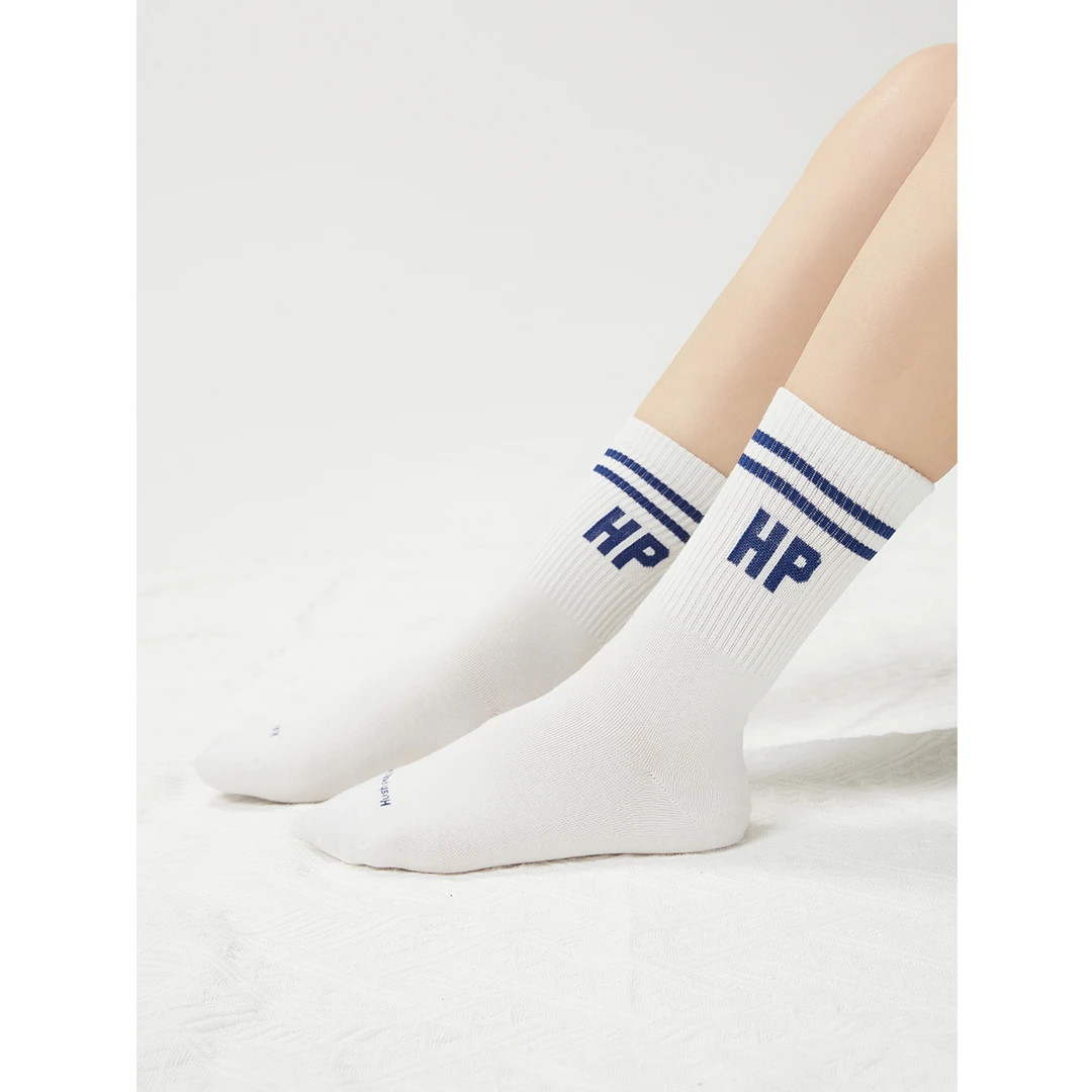 Hush Puppies暇步士女士弹力棉混纺字母提花中筒袜HDPWS241003