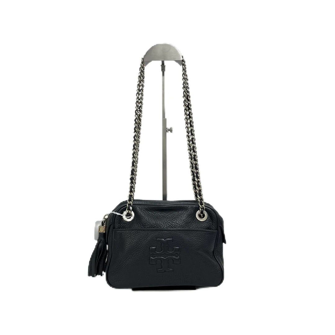 95新 TORY BURCH/汤丽柏琦 黑色全皮单肩斜挎链条包 Y-5382-C
