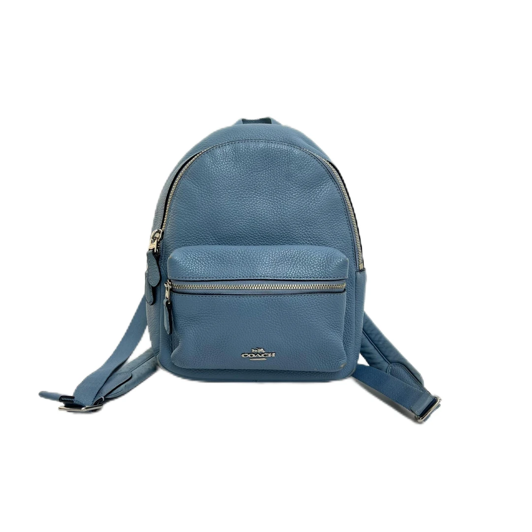 95新 COACH/蔻驰 马卡龙蓝全皮双肩背包 AF-1908-C