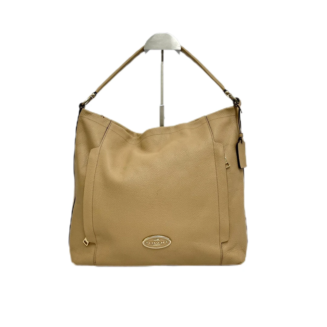 95新 COACH/蔻驰 奶茶色全皮单肩腋下包 AF-1701-B