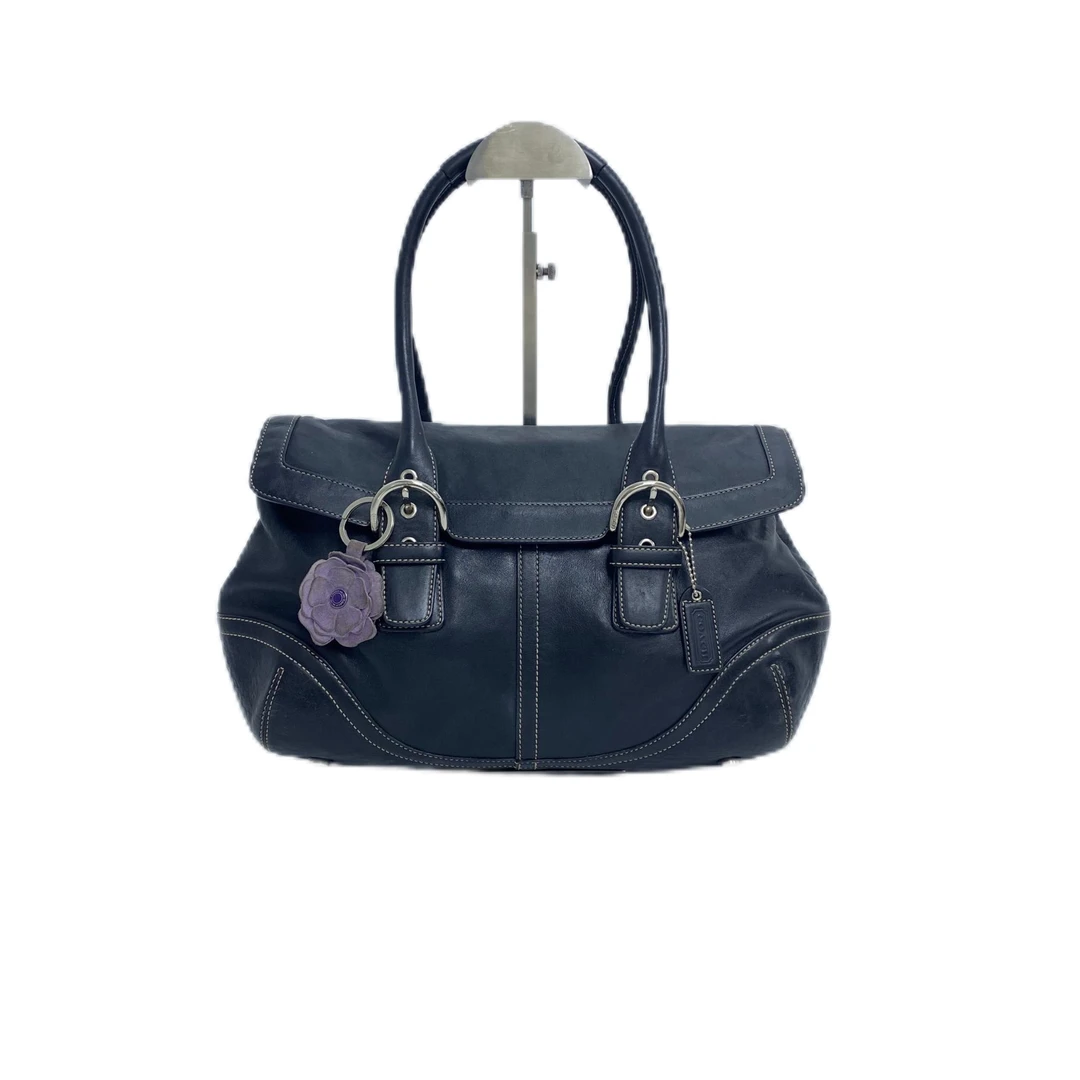 95新 COACH/蔻驰 黑色全皮单肩手提包 MM-8051