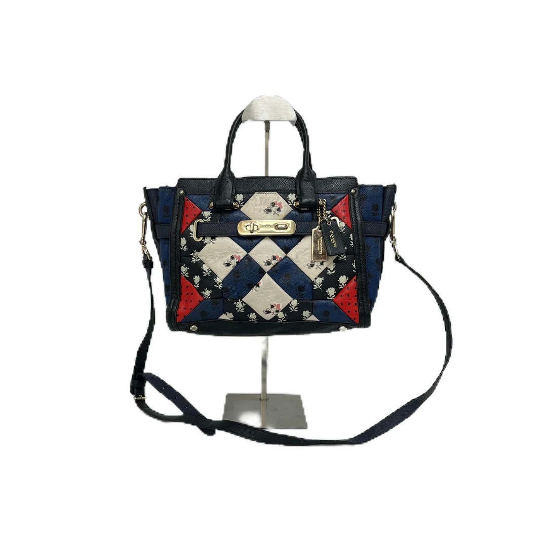 95新 COACH/蔻驰 菱格碎花全皮swagger机车单肩斜挎包 Y-5681-B