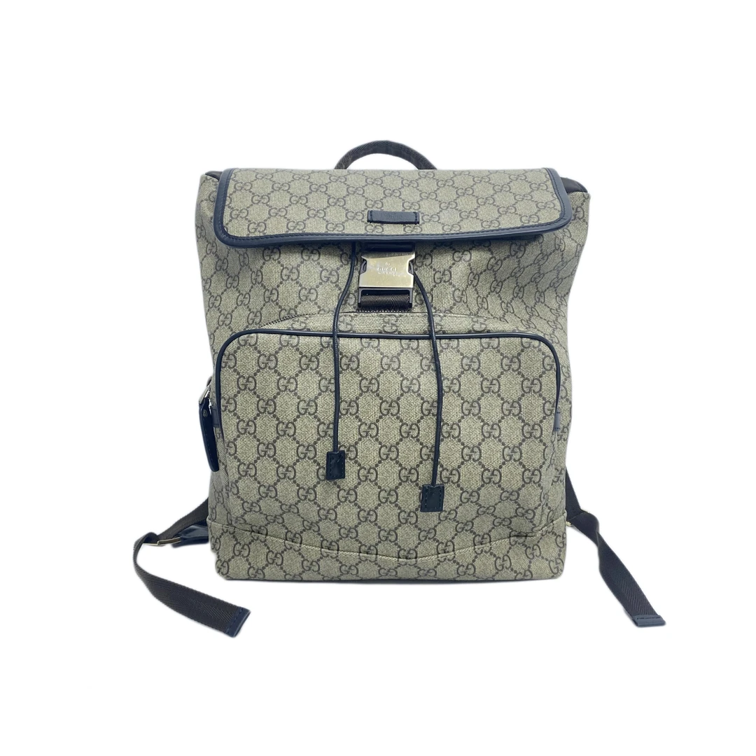 95新 GUCCI/古驰 经典双G老花PVC大号双肩背包 2408G017