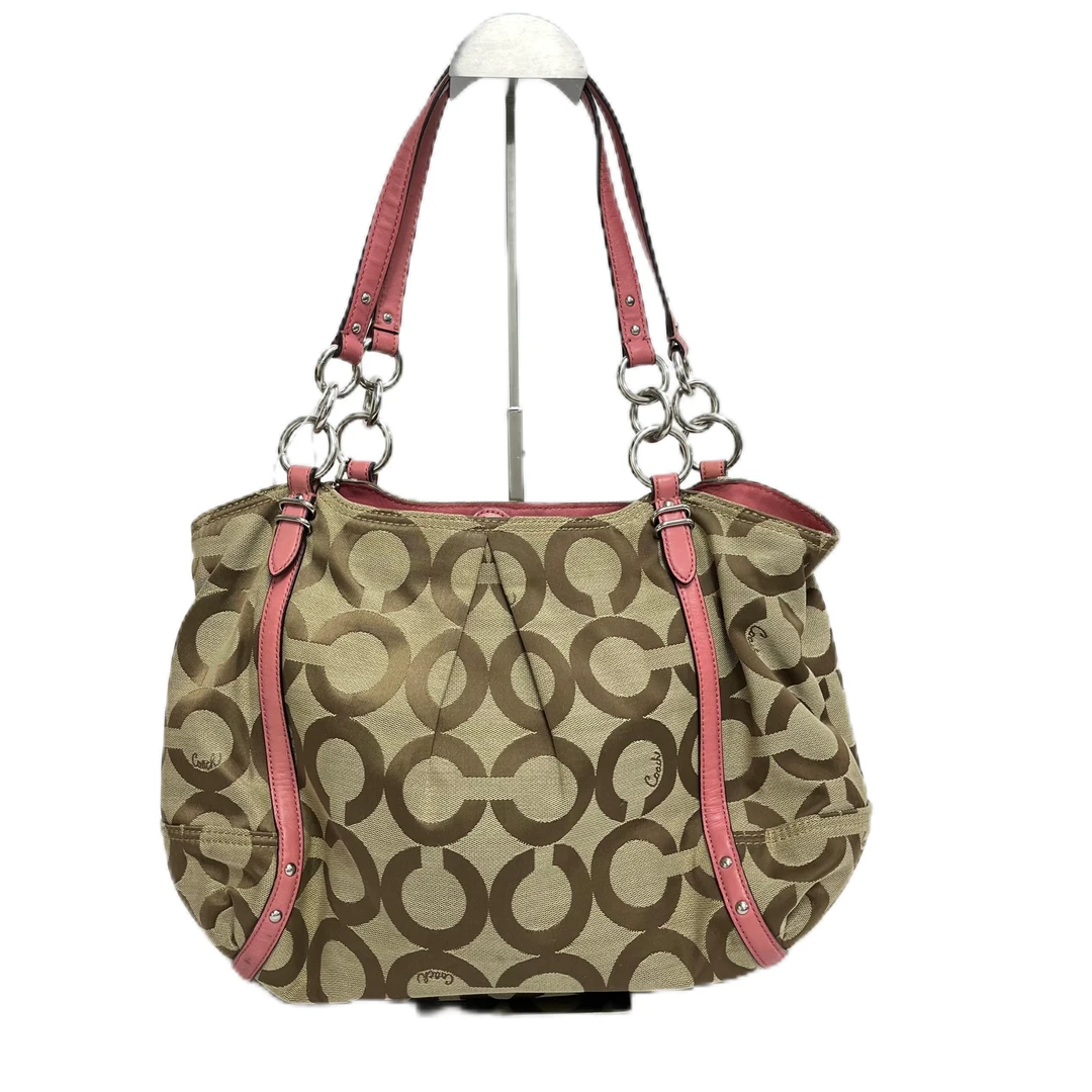 95新 COACH/蔻驰 经典老花帆布拼皮单肩手提包 AF-1936-B