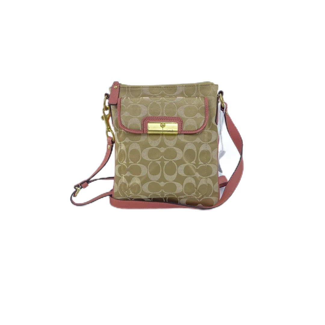 95新 COACH/蔻驰 经典老花帆布拼皮单肩斜挎包 Y-5174-A