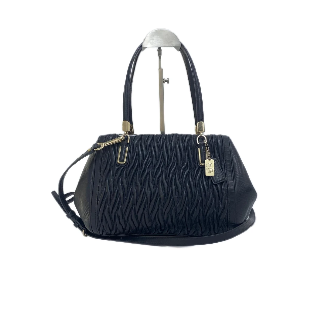 95新 COACH/蔻驰 黑色全皮褶皱女士单肩手提包 Y-5275-B