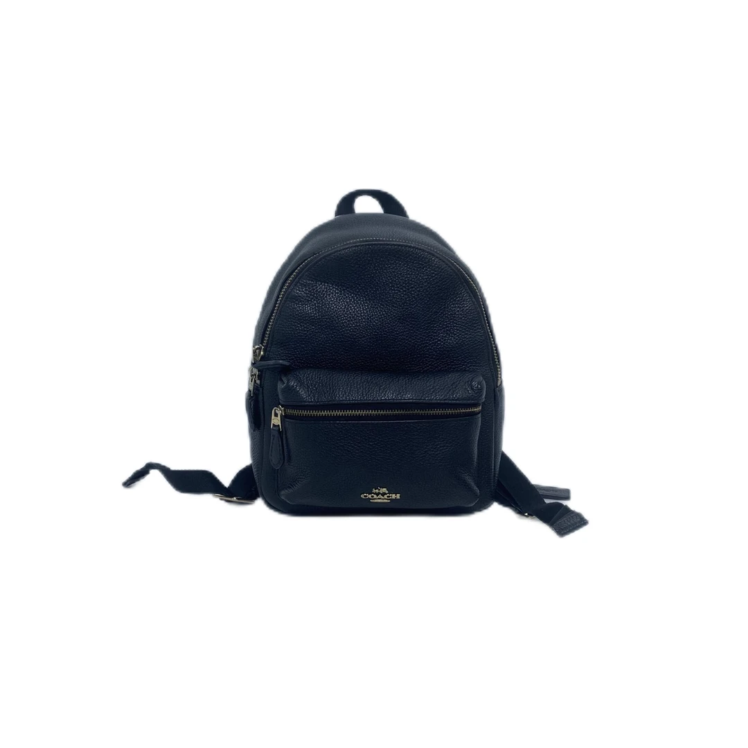 95新 COACH/蔻驰 黑色全皮小号双肩背包 AF-648-D