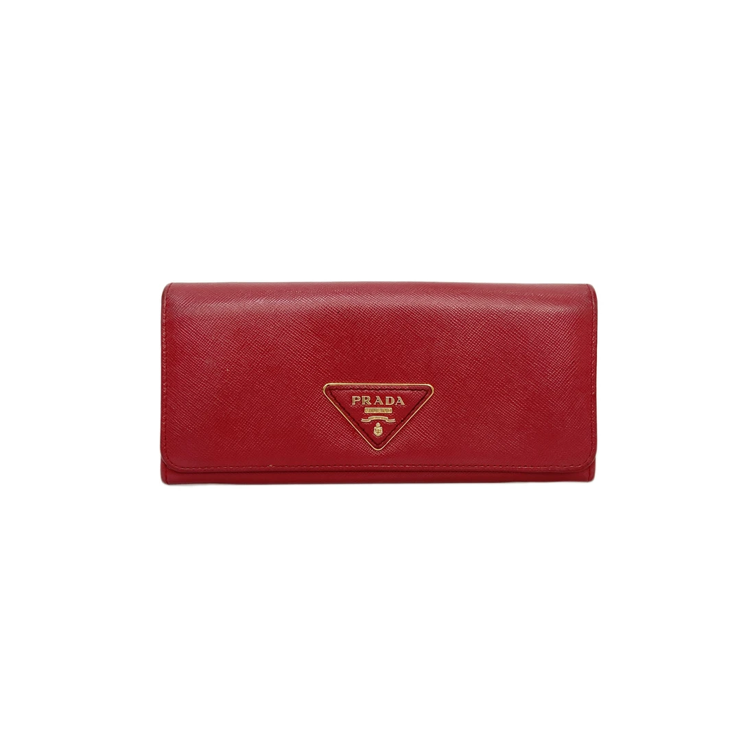 95新 Prada/普拉达 红色全皮长款钱包 2305P003