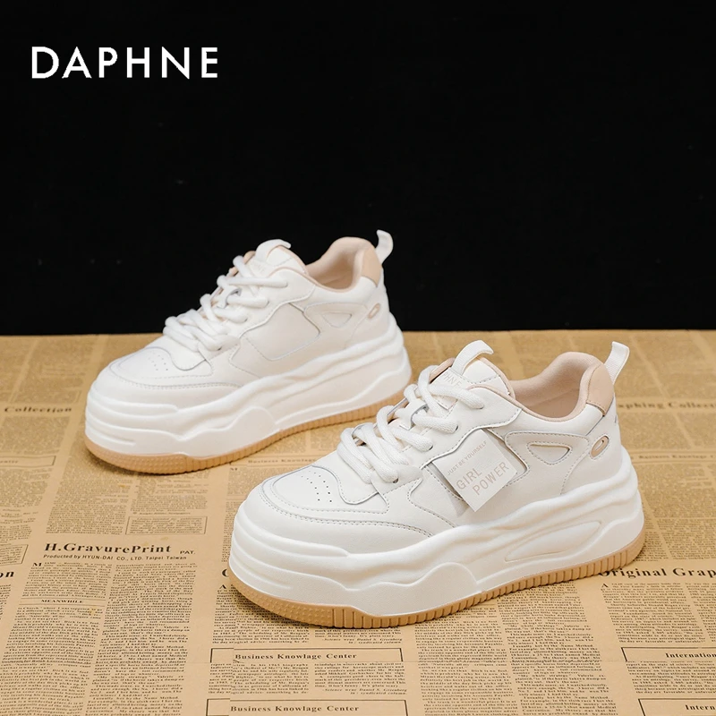 Daphne/达芙妮2024春季新品百搭小众学院风ins女鞋厚底休闲潮鞋女