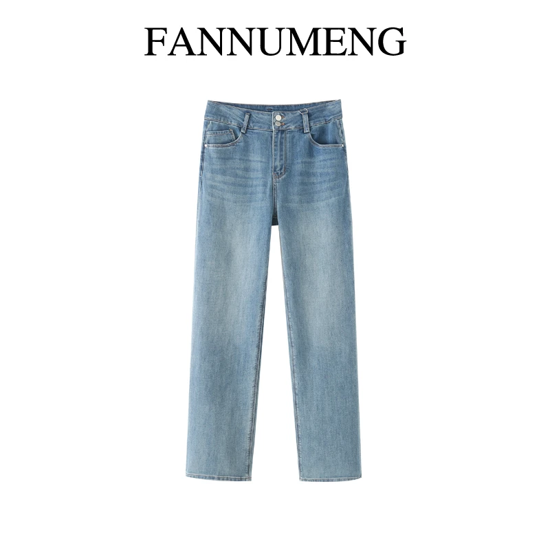 四时八节，阔腿裤高腰显瘦黑科技桑蚕丝直筒牛仔裤女士夏季老爹裤