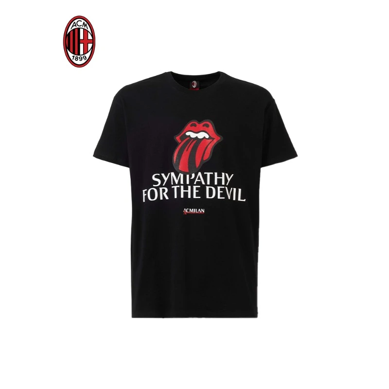 AC米兰X滚石乐队联名系列黑色短袖T恤 中国独家官方产品圆领春夏