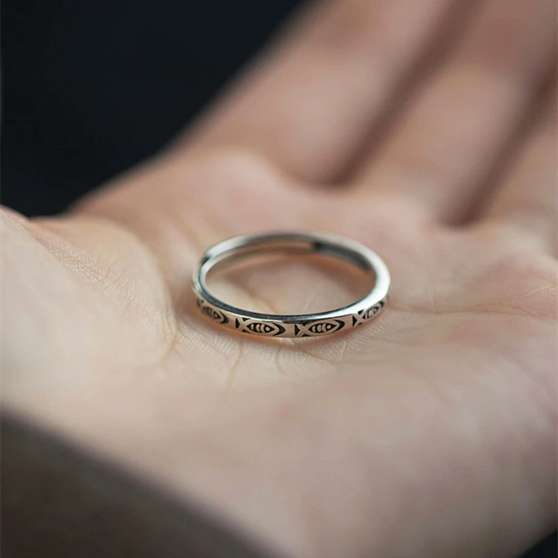 可调节戒指锦鲤戒指开口福运锦鲤戒指女复古戒指简约