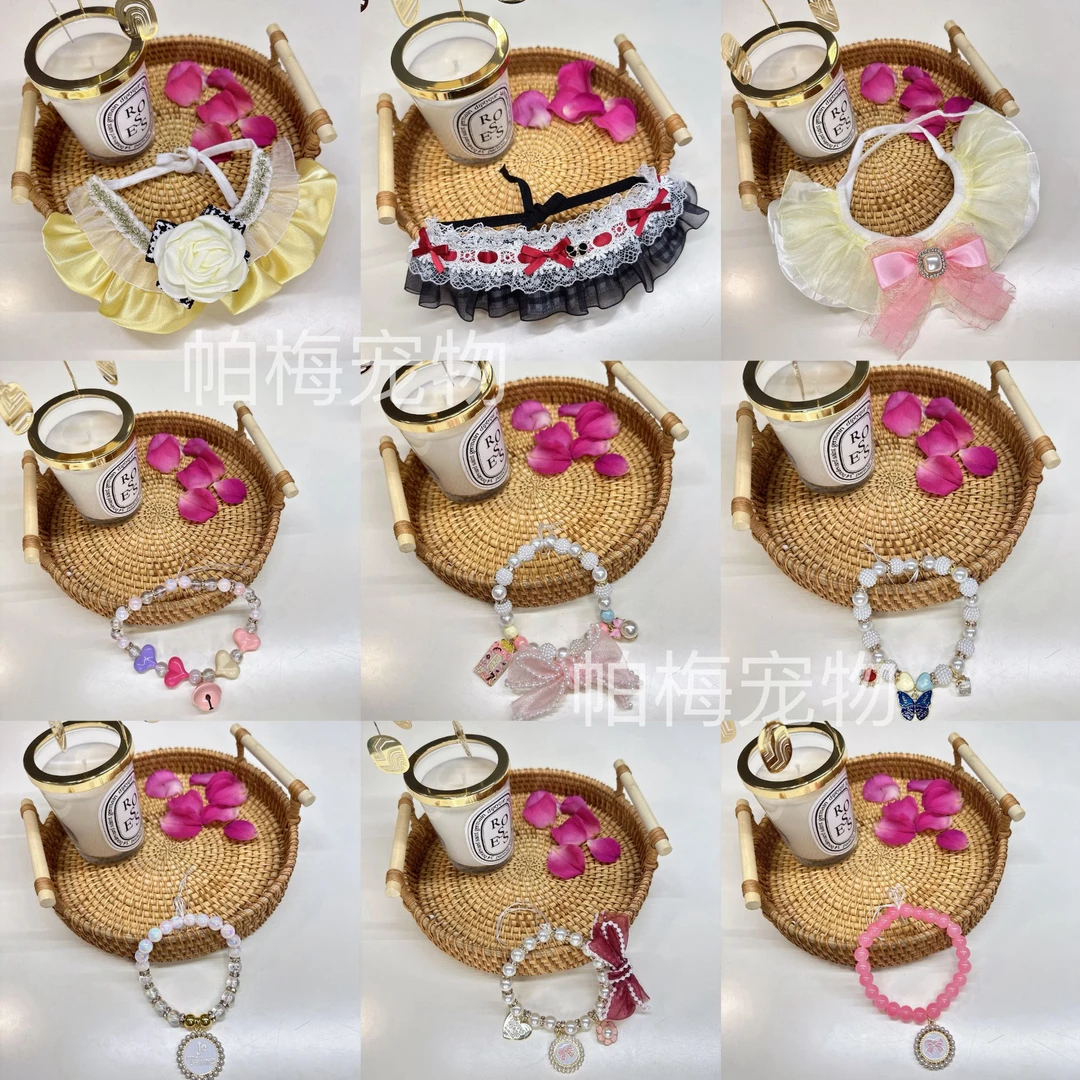 【直播拆】纯手工DIY宠物围兜口水巾围巾及项链（高档精美时尚卡通）