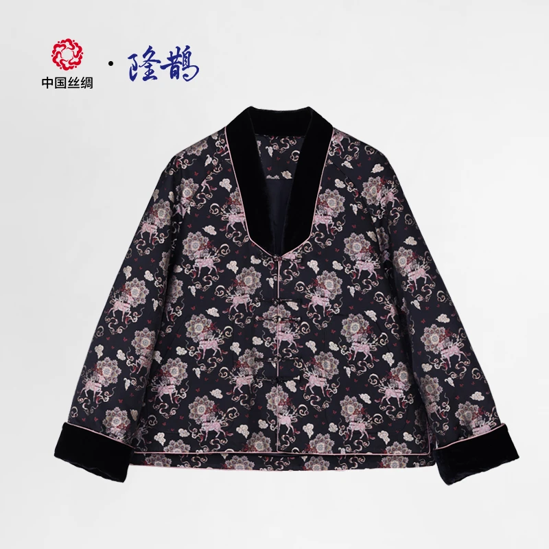中国丝绸宋锦【毛明山 福禄双全 V领外套】新中式国风轻奢正品女装