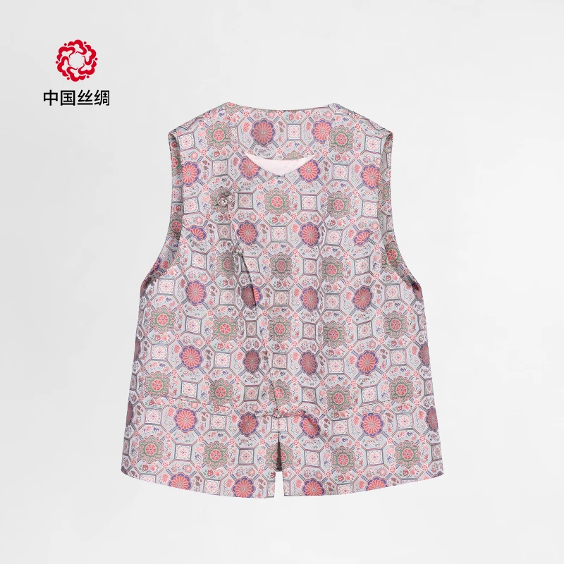 中国丝绸 | 上久楷-五彩地霞斜襟马甲新中式国风通勤正品百搭女装