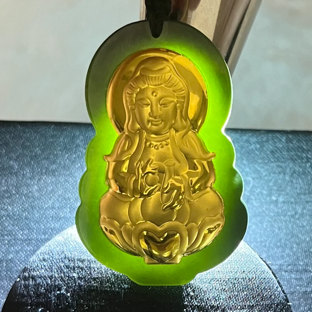 和田玉观音吊坠黄金加和田玉匠心品质豪镶一物一证22