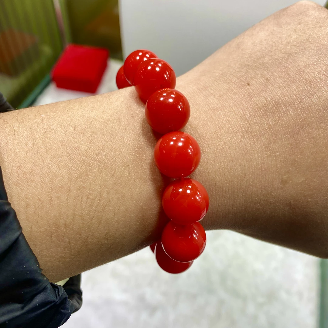 高端奢华天花板级别牛血红手串-卡14mm-1-一物一证发货玛瑙HSC1