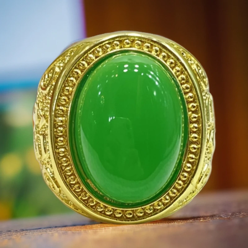 高端绿戒指-开口可调节多样性发货玛瑙男戒062
