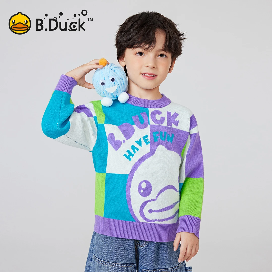 B.Duck小黄鸭童装儿童女童针织衫春季男女童新款毛衣潮BF1512050