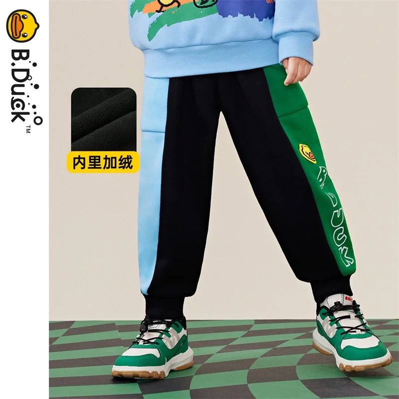 B.Duck小黄鸭童装儿童针织长裤冬季男童休闲加绒裤子潮BF5463071