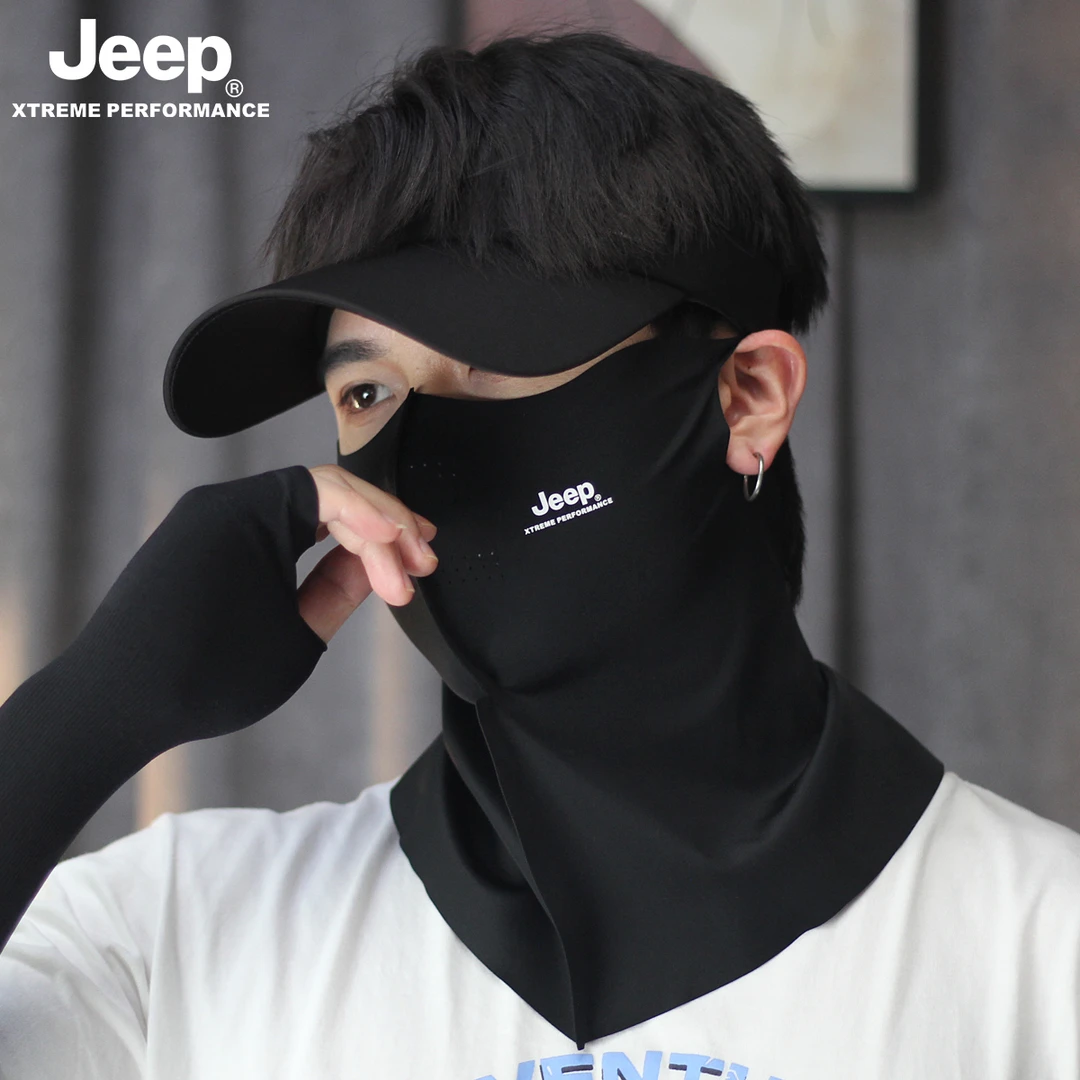 JEEP/吉普空顶帽遮阳帽夏季遮脸防晒帽护眼角冰丝面罩户外帽子女