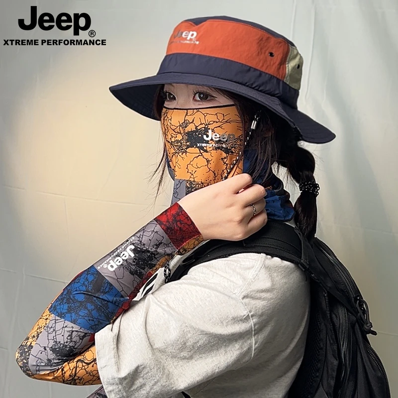 JEEP/吉普帽子男士太阳帽透气遮脸薄款骑行防紫外线登山渔夫帽女