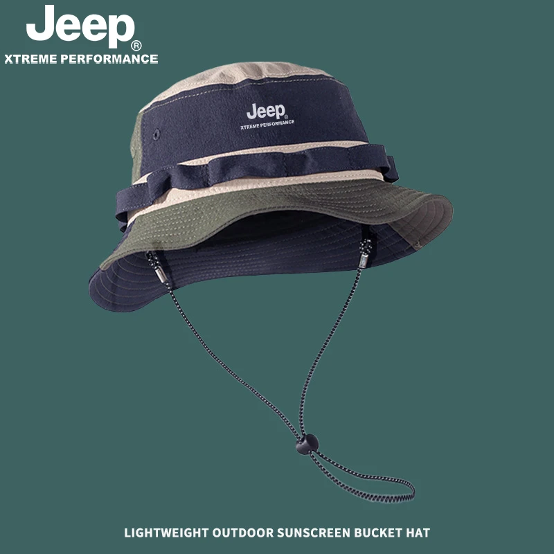 JEEP/吉普渔夫帽夏户外防晒帽男款登山遮阳帽男士新款太阳帽女款