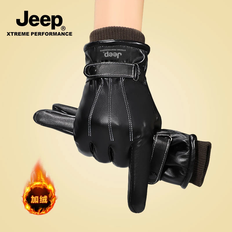 JEEP/吉普手套女冬季2024新款骑车运动防风加绒防寒保暖手套男士