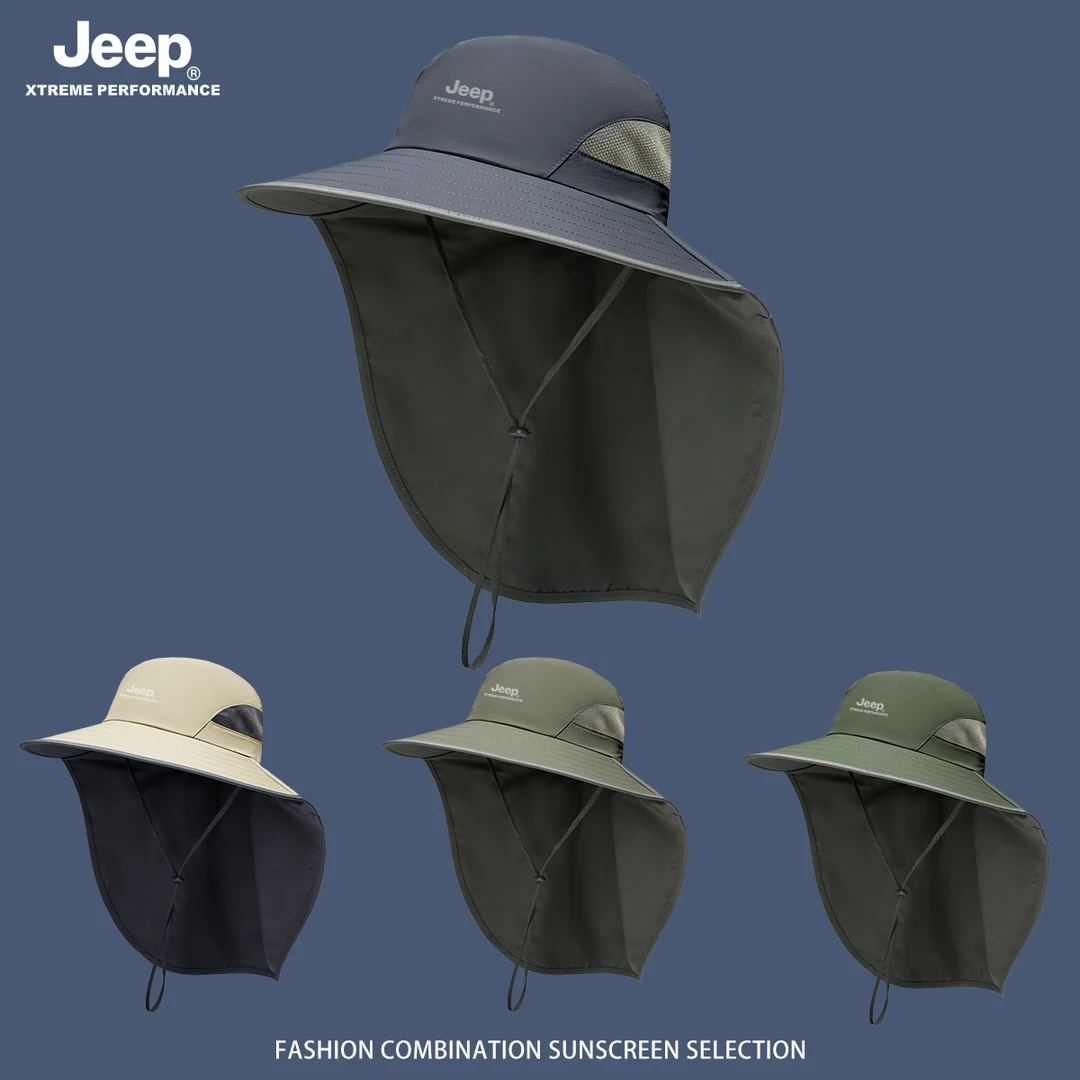 JEEP/吉普遮阳帽帽子户外防紫外线钓鱼渔夫帽帽新款太阳帽