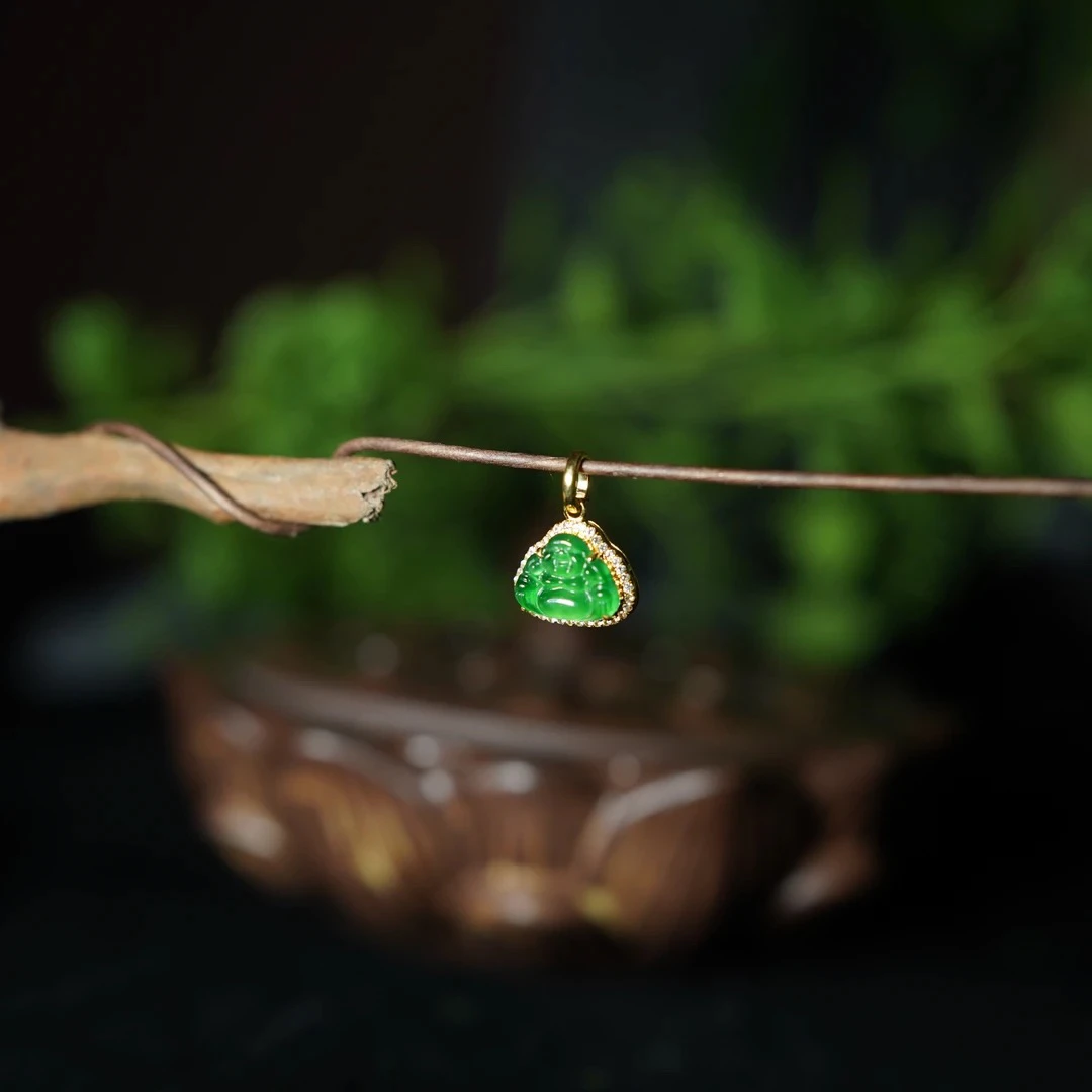 溪物*翡翠吊坠18k镶嵌