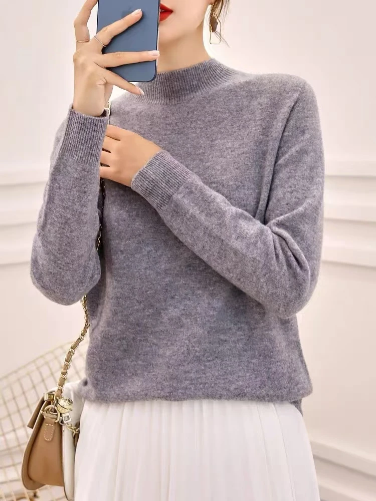 236 女士羊绒衫打底衫圆领中领基础纯色针织衫