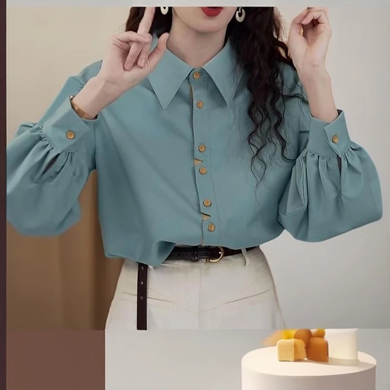 复古女长袖百搭外穿衬衫女新款爆款高档洋气百搭上衣女款时尚女装
