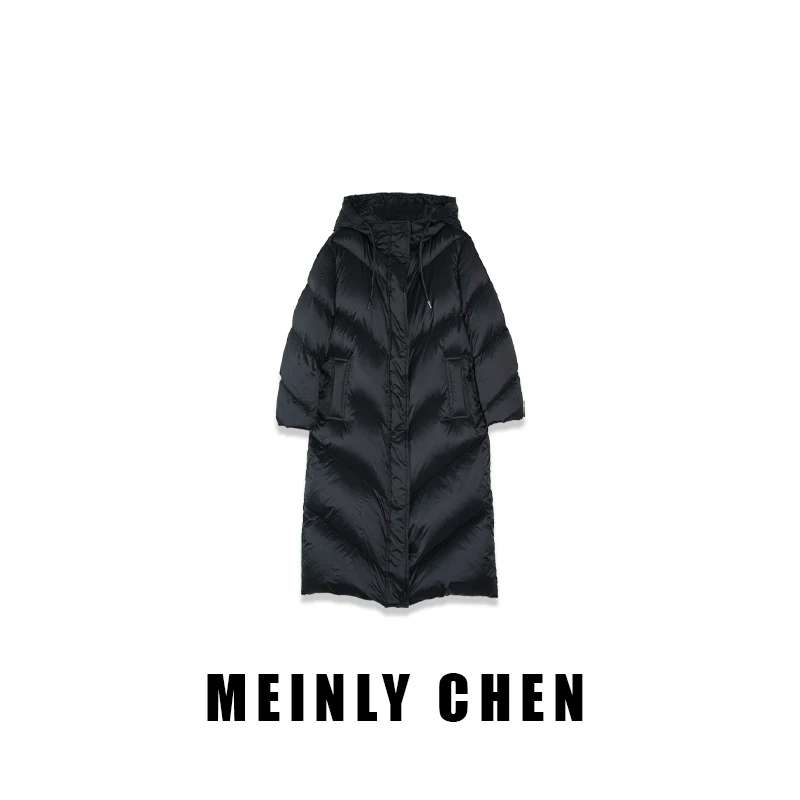 【MEINLY  CHEN】高端设计师款时尚休闲中长款简约羽绒服824750