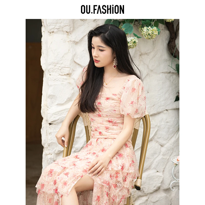 【媛媛】OU.FASHION/欧点全身皱褶粉色上衣6032320082