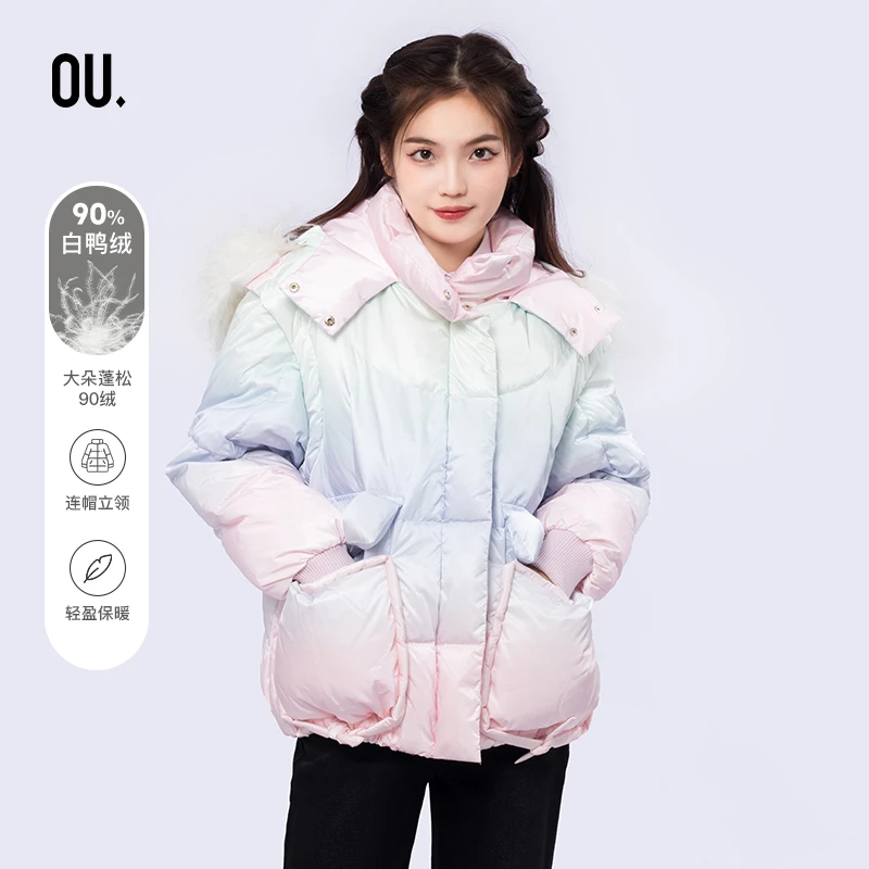 【商场同款】OU.FASHION/欧点冬女士白鸭绒保暖羽绒服1092140432