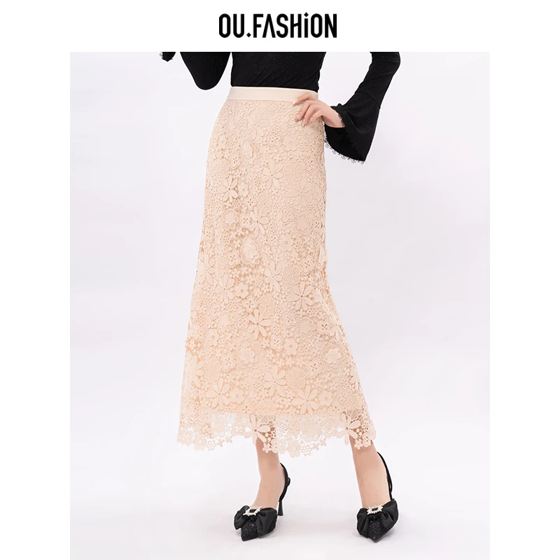 【媛媛】OU.FASHION/欧点法式蕾丝半身裙女6112330032