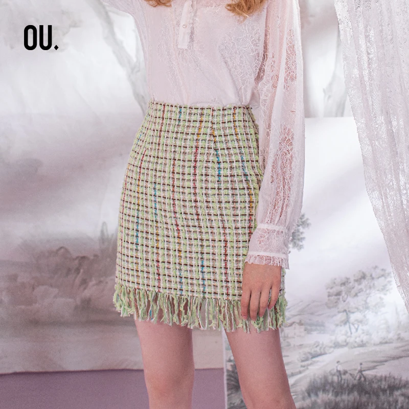 【商场同款】OU.FASHION/欧点时尚优雅小香风时尚半身裙1203141007