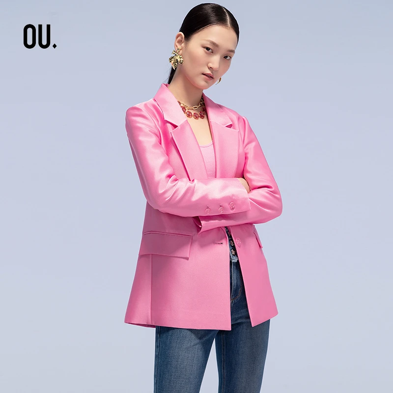 【商场同款】OU.FASHION/欧点 春秋优雅纯色西装外套 1213161016