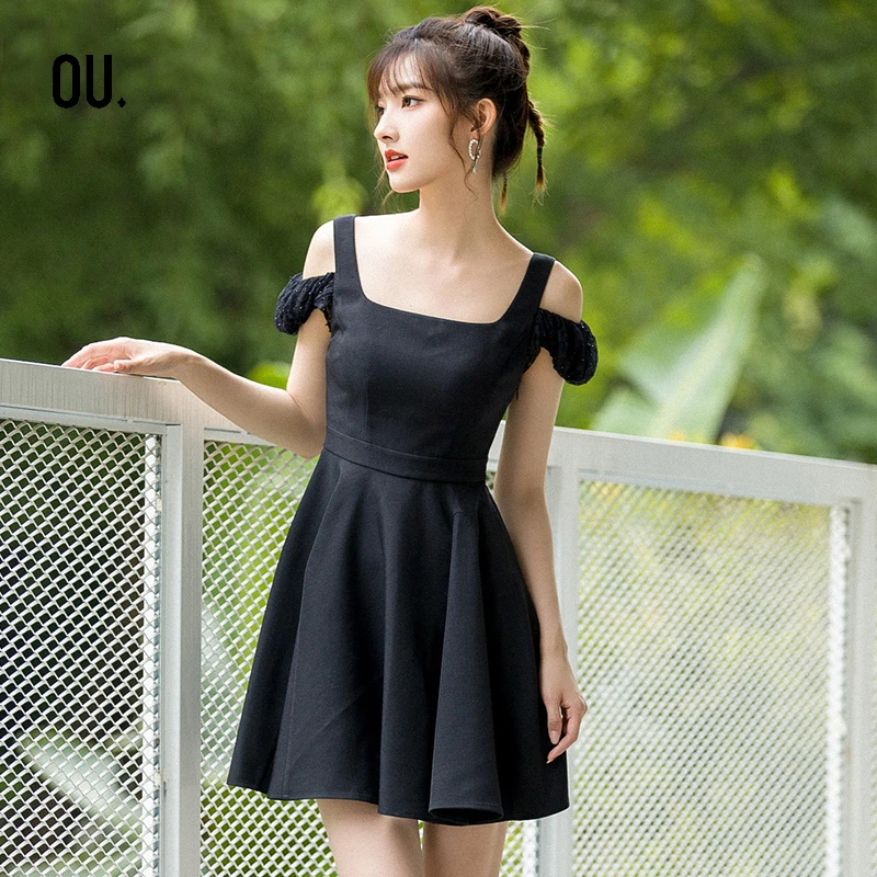 【商场同款】OU.FASHION/欧点收腰修身气质优雅连衣裙1122220463