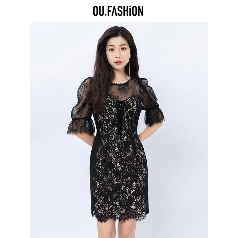 【媛媛】OU.FASHION/欧点感蕾丝女装连衣裙连衣裙6122320047