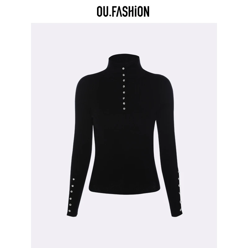 【商场同款】OU.FASHION/欧点毛衣毛针套头衫1042240471新年热力感